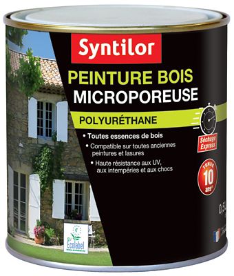 Peinture bois microporeuse intérieur extérieur gris anthracite Syntilor 0,5L