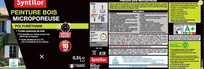 Peinture bois microporeuse intérieur extérieur gris cendre Syntilor 0,5L
