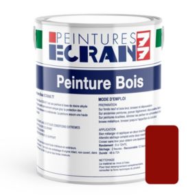 Peinture bois professionnelle, satin, peinture opacifiante, sans odeur, protège, décore, intérieur, extérieur ECRAN77-1 litre-Roug