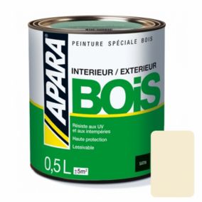 Peinture Bois Satin - intérieur, extérieur- APARA-0.5 litre-Blanc cassé (RAL 1015)