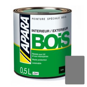 Peinture Bois Satin - intérieur, extérieur- APARA-0.5 litre-Gris Anthracite (proche RAL 7037)