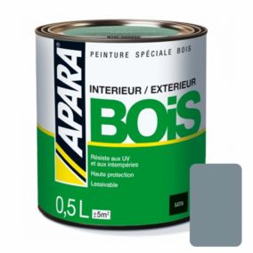 Peinture Bois Satin - intérieur, extérieur- APARA-0.5 litre-Gris (RAL 7001)