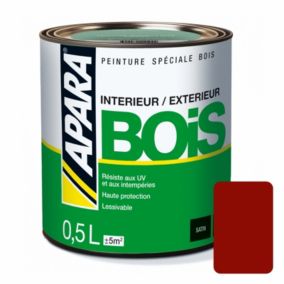 Peinture Bois Satin - intérieur, extérieur- APARA-0.5 litre-Rouge basque (RAL 8015)