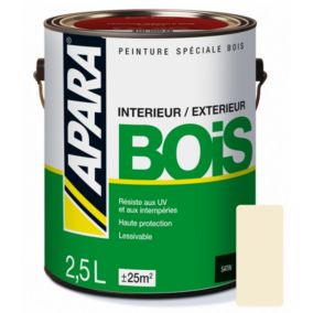 Peinture Bois Satin - intérieur, extérieur- APARA-2.5 litres-Blanc cassé (RAL 1015)