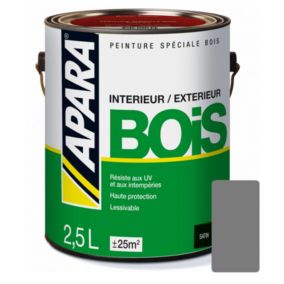 Peinture Bois Satin - intérieur, extérieur- APARA-2.5 litres-Gris Anthracite (proche RAL 7037)