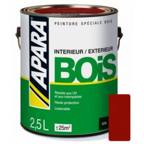 Peinture Bois Satin - intérieur, extérieur- APARA-2.5 litres-Rouge basque (RAL 8015)