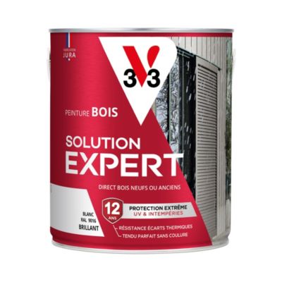 Peinture bois spéciale jardin Solution expert blanc brillant V33 2,5L