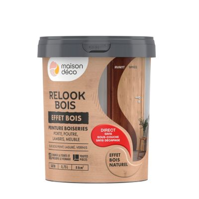 Peinture Relook bois MAISON DECO, bois naturel satiné, 0.75 l