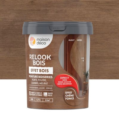 Peinture boiseries Maison Déco Relook bois effet chêne foncé 750ml