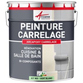 PEINTURE CARRELAGE CUISINE ET SALLE DE BAINVert Blanc - RAL 6019 - 1 kg (jusqu'à 10 m² en 2 couches) - ARCANE INDUSTRIES