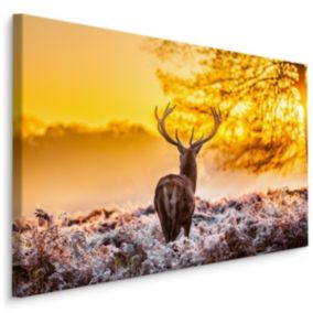 Peinture CERF Lever du Soleil Nature 3D 40cm x 30cm  - Parfait pour décorer votre salon, chambre ou bureau avec un design unique e