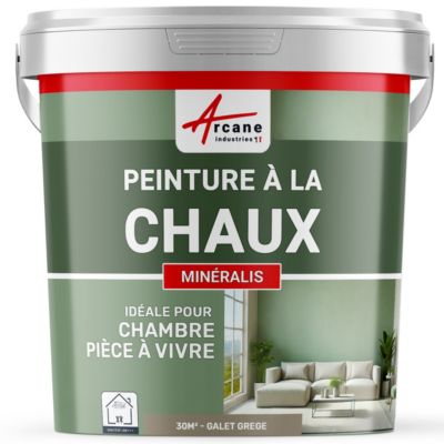 PEINTURE CHAUX NATURELLE - MINERALIS Galet Grège - 30 m² (5 kg en 1 couche) - ARCANE INDUSTRIES