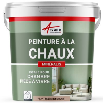 PEINTURE CHAUX NATURELLE - MINERALIS Pêche Rose Clair - 15 m² (2.5 kg en 1 couche) - ARCANE INDUSTRIES