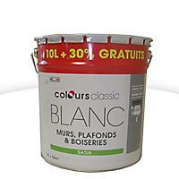 Peinture Colours murs, plafonds et boiseries blanc satin 10L +30%