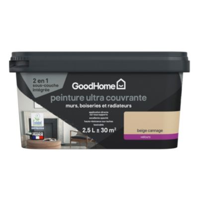 Peinture couleur 2 en 1 velours GoodHome beige cannage 2,5L