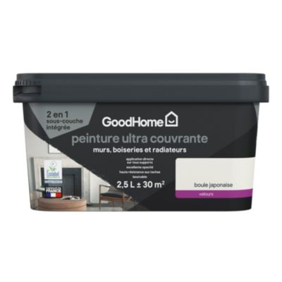 Peinture couleur 2 en 1 velours GoodHome boule japonaise 2,5L