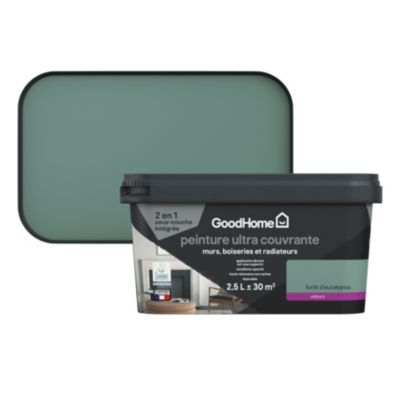 Peinture couleur 2 en 1 velours GoodHome forêt eucalyptus 2,5L