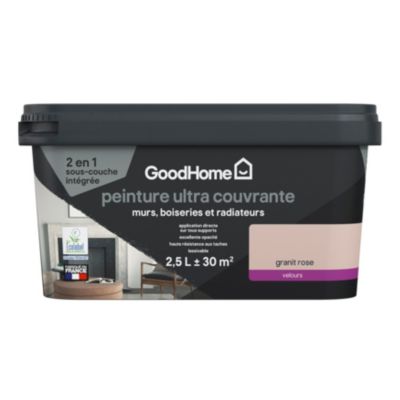 Peinture couleur 2 en 1 velours GoodHome granit rose 2,5L