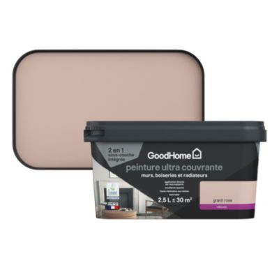 Peinture couleur 2 en 1 velours GoodHome granit rose 2,5L