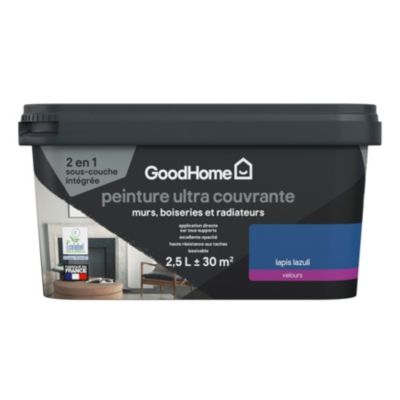 Peinture couleur 2 en 1 velours GoodHome lapis lazuli 2,5L