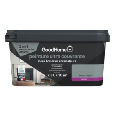 Peinture couleur 2 en 1 velours GoodHome terrazzo gris 2,5L