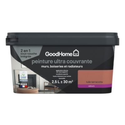 Peinture couleur 2 en 1 velours GoodHome tuile terracotta 2,5L