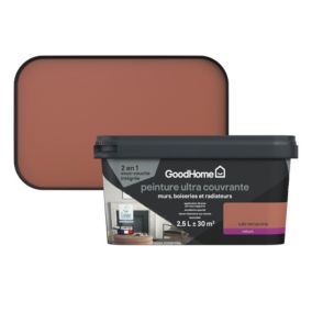 Peinture couleur 2 en 1 velours GoodHome tuile terracotta 2,5L