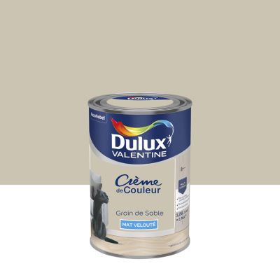 Peinture couleur murs, boiseries et radiateurs Crème de couleur Dulux Valentine beige grin de sable mat 1,25L