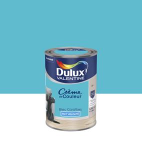Peinture couleur murs, boiseries et radiateurs Crème de couleur Dulux Valentine bleu caraïbes mat 1,25L