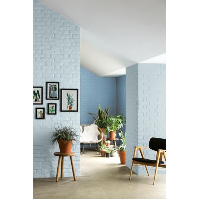 Peinture couleur murs, boiseries et radiateurs Crème de couleur Dulux Valentine bleu lune cendrée satin 1,25L