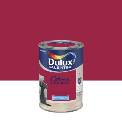 Peinture couleur murs, boiseries et radiateurs Crème de couleur Dulux Valentine framboise mat velouté 1,25L