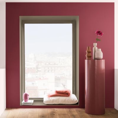 Peinture couleur murs, boiseries et radiateurs Crème de couleur Dulux Valentine grès rose satin 1,25L