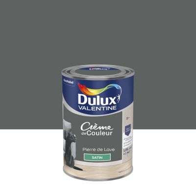 Peinture couleur murs, boiseries et radiateurs Crème de couleur Dulux Valentine gris pierre de lave satin 1,25L