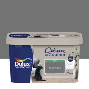 Peinture couleur murs, boiseries et radiateurs Crème de couleur Dulux Valentine gris pierre de lave satin 2,5L