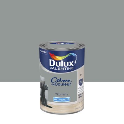 Peinture couleur murs, boiseries et radiateurs Crème de couleur Dulux Valentine gris titanium mat 1,25L