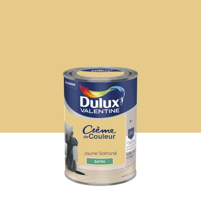 Peinture couleur murs, boiseries et radiateurs Crème de couleur Dulux Valentine jaune safrané satin 1,25L