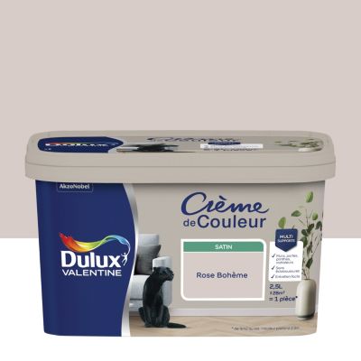 Peinture couleur murs, boiseries et radiateurs Crème de couleur Dulux Valentine rose bohème satin 1,25L