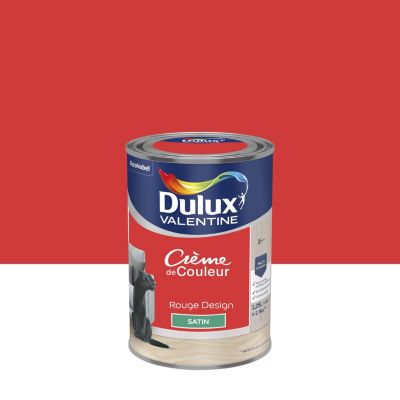 Peinture couleur murs, boiseries et radiateurs Crème de couleur Dulux Valentine rouge design satin 1,25L