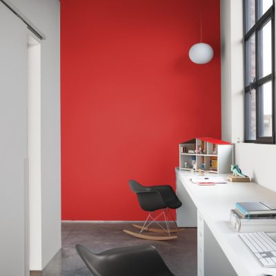 Peinture couleur murs, boiseries et radiateurs Crème de couleur Dulux Valentine rouge design satin 1,25L