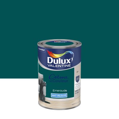 Peinture couleur murs, boiseries et radiateurs Crème de couleur Dulux Valentine vert emeraude mat velouté 1,25L