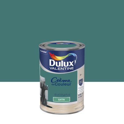 Peinture couleur murs, boiseries et radiateurs Crème de couleur Dulux Valentine vert eucalyptus satin 1,25L