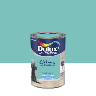 Peinture couleur murs, boiseries et radiateurs Crème de couleur Dulux Valentine vert jade mat velouté 1,25L