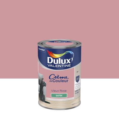 Peinture couleur murs, boiseries et radiateurs Crème de couleur Dulux Valentine vieux rose satin 1,25L