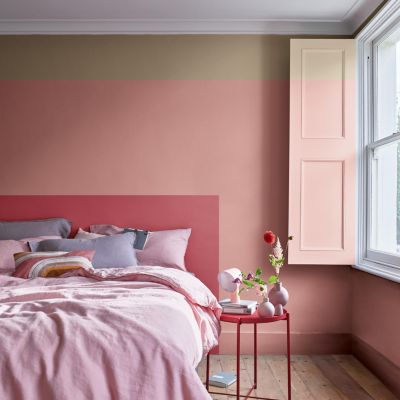 Peinture couleur murs, boiseries et radiateurs Crème de couleur Dulux Valentine vieux rose satin 1,25L