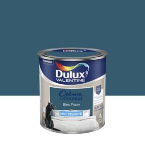 Peinture Crème de Couleur Dulux Valentine mat bleu paon 0,5L