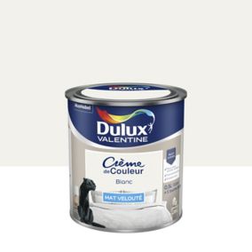 Peinture Crème de Couleur Dulux Valentine mat blanc 0,5L