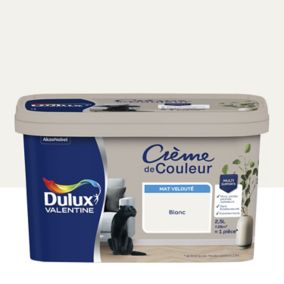 Peinture Crème De Couleur Dulux Valentine mat blanc 2,5L