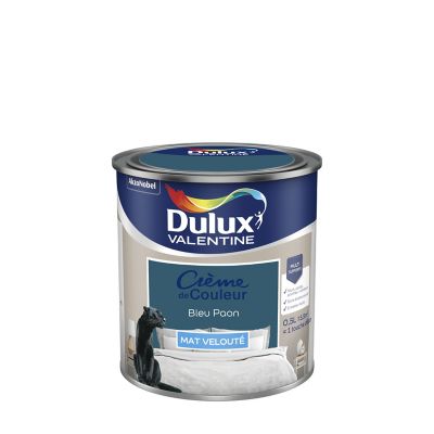 Peinture Crème de Couleur Dulux Valentine mat bleu paon 0,5L