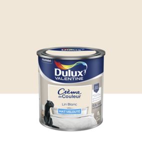 Peinture Crème de Couleur Dulux Valentine mat lin blanc 0,5L