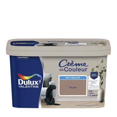 Peinture Crème De Couleur Dulux Valentine mat taupe 2,5L
